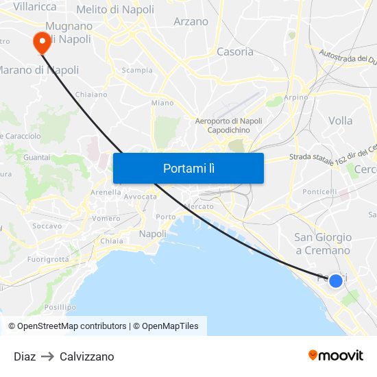 Diaz to Calvizzano map
