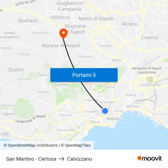 San Martino - Certosa to Calvizzano map
