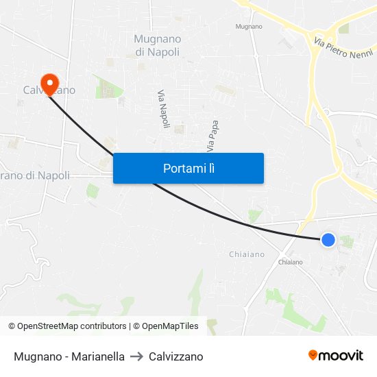 Mugnano - Marianella to Calvizzano map