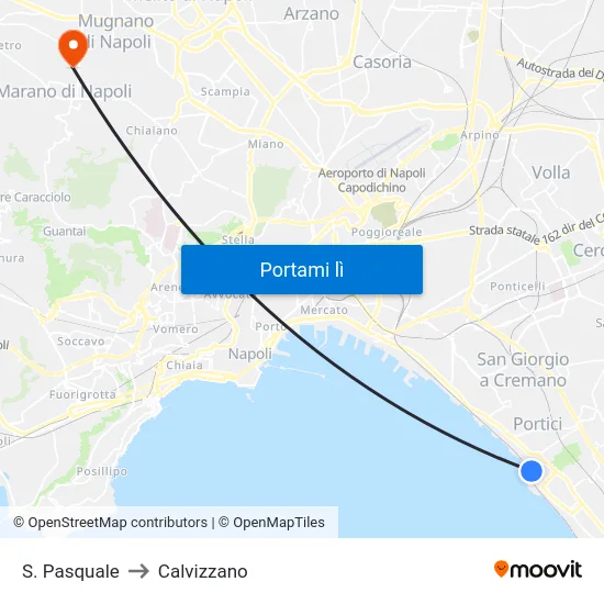 S. Pasquale to Calvizzano map