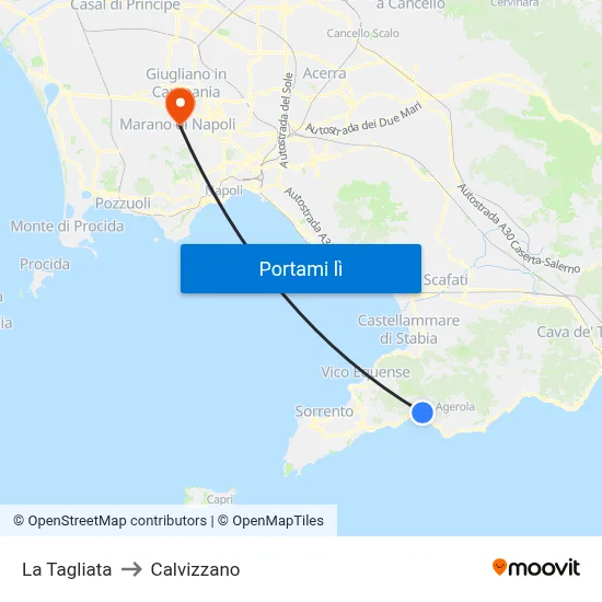 La Tagliata to Calvizzano map