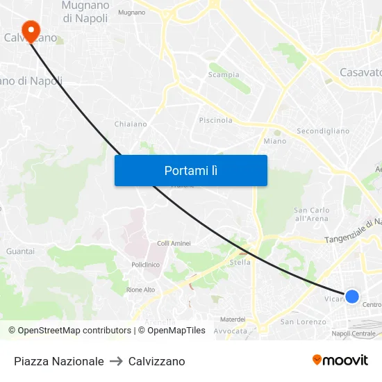 Piazza Nazionale to Calvizzano map