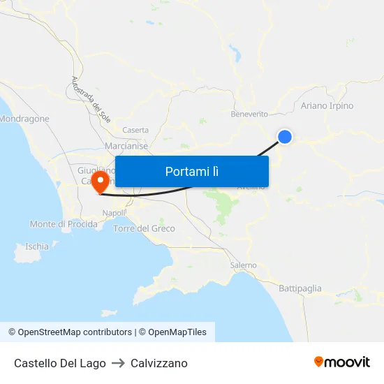 Castello Del Lago to Calvizzano map