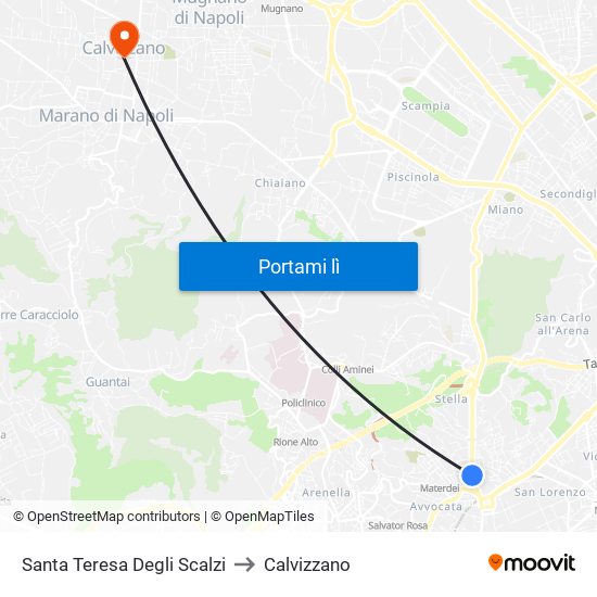 Santa Teresa Degli Scalzi to Calvizzano map