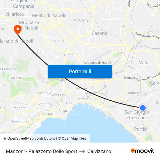 Manzoni - Palazzetto Dello Sport to Calvizzano map