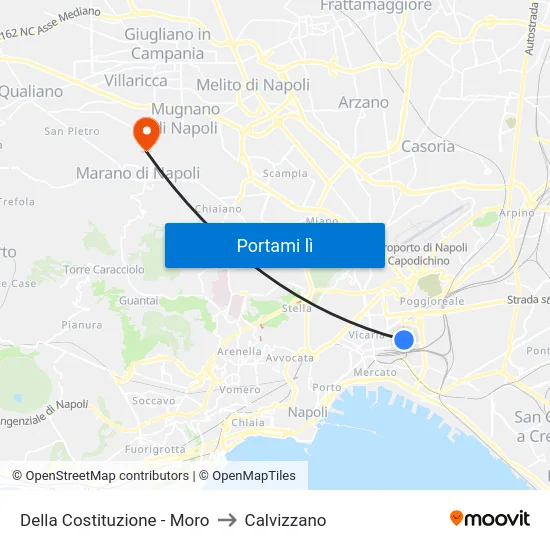 Della Costituzione - Moro to Calvizzano map