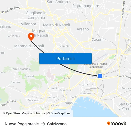 Nuova Poggioreale to Calvizzano map