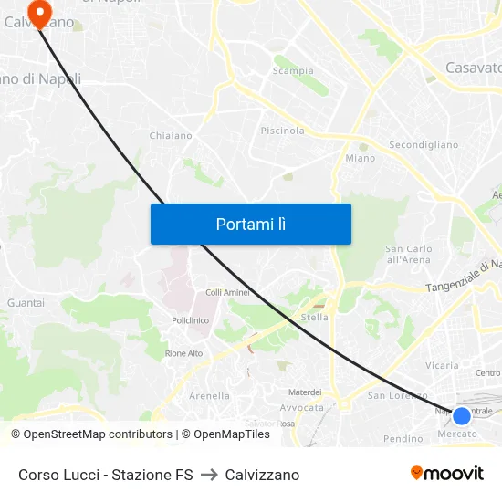 Corso Lucci - Stazione FS to Calvizzano map