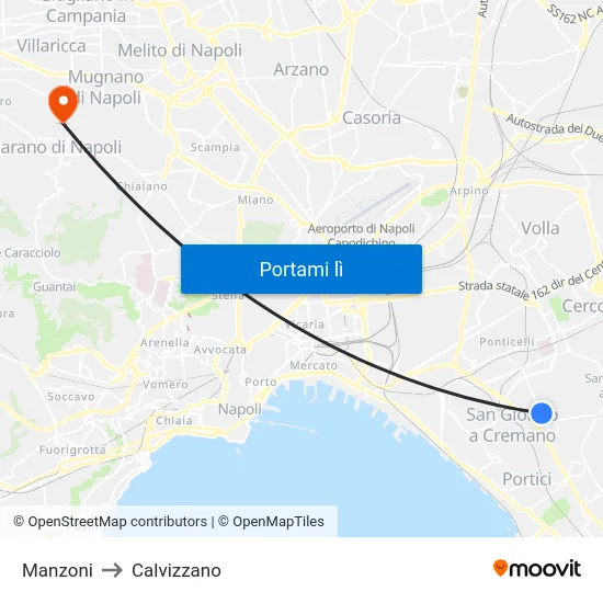 Manzoni to Calvizzano map