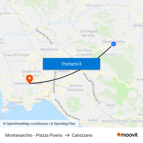 Montesarchio - Piazza Poerio to Calvizzano map