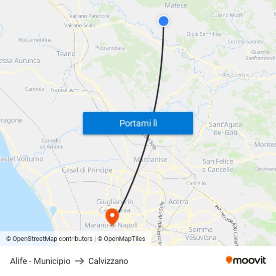 Alife - Municipio to Calvizzano map