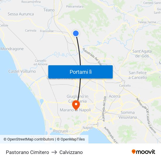 Pastorano Cimitero to Calvizzano map