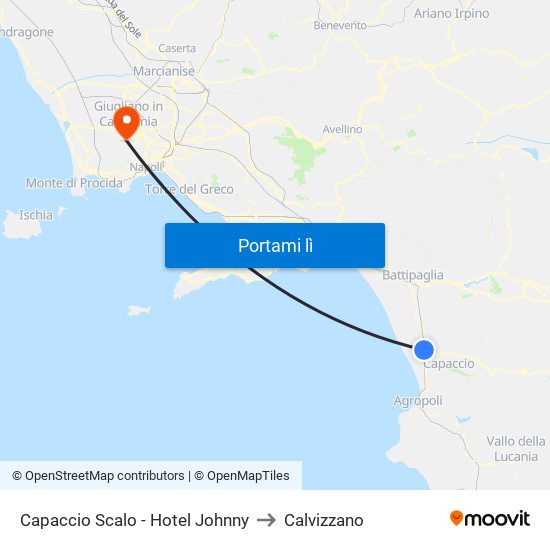 Capaccio Scalo - Hotel Johnny to Calvizzano map