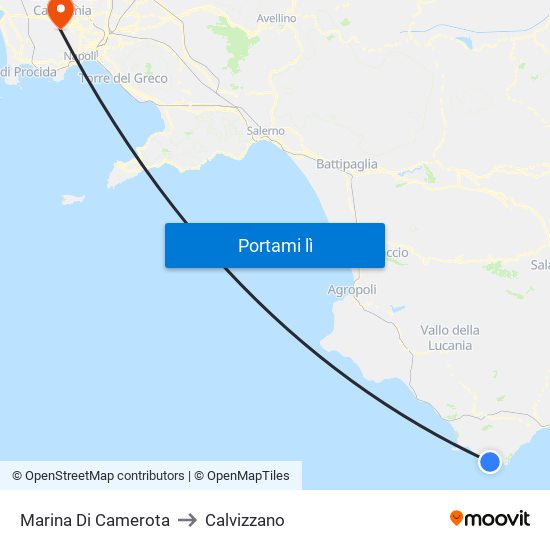 Marina Di Camerota to Calvizzano map