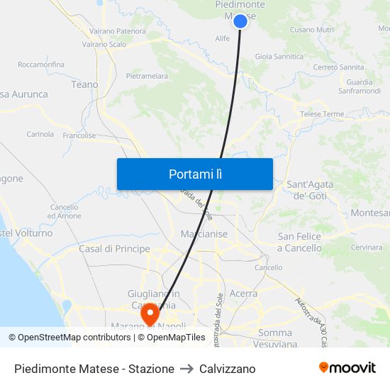 Piedimonte Matese - Stazione to Calvizzano map