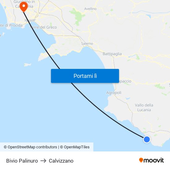 Bivio Palinuro to Calvizzano map