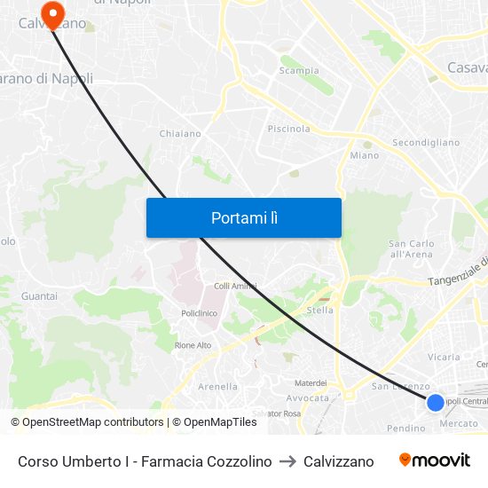 Corso Umberto I - Farmacia Cozzolino to Calvizzano map