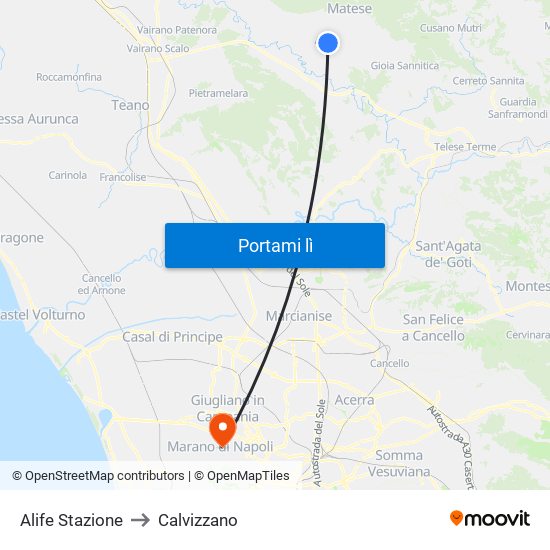 Alife Stazione to Calvizzano map