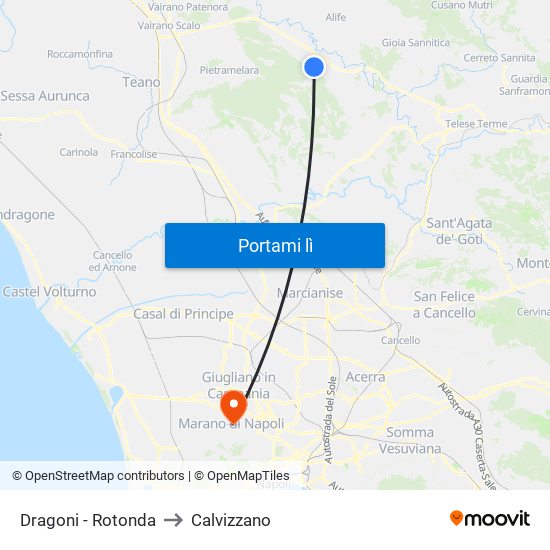 Dragoni - Rotonda to Calvizzano map