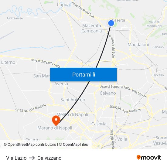 Via Lazio to Calvizzano map