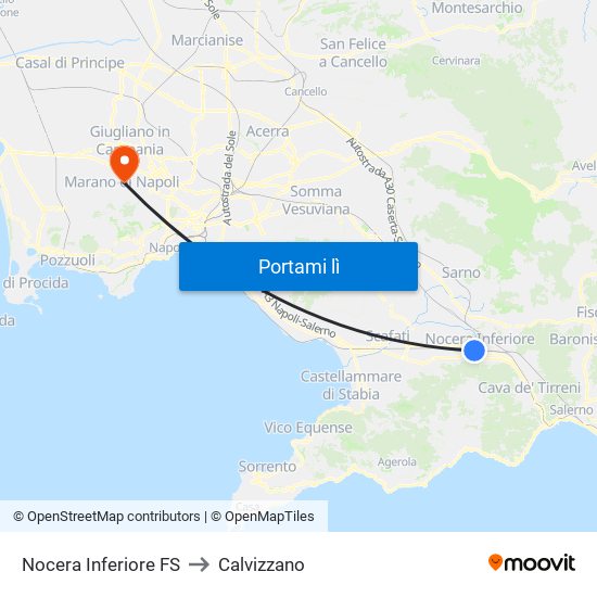 Nocera Inferiore FS to Calvizzano map