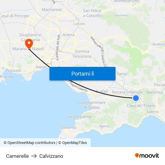 Camerelle to Calvizzano map