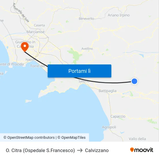 O. Citra (Ospedale S.Francesco) to Calvizzano map