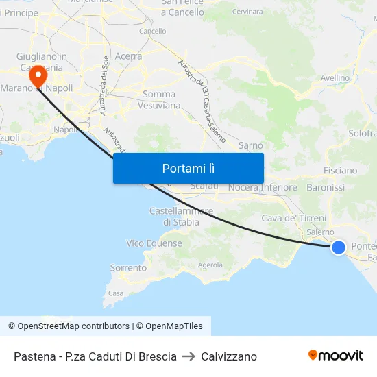 Pastena - P.za Caduti Di Brescia to Calvizzano map