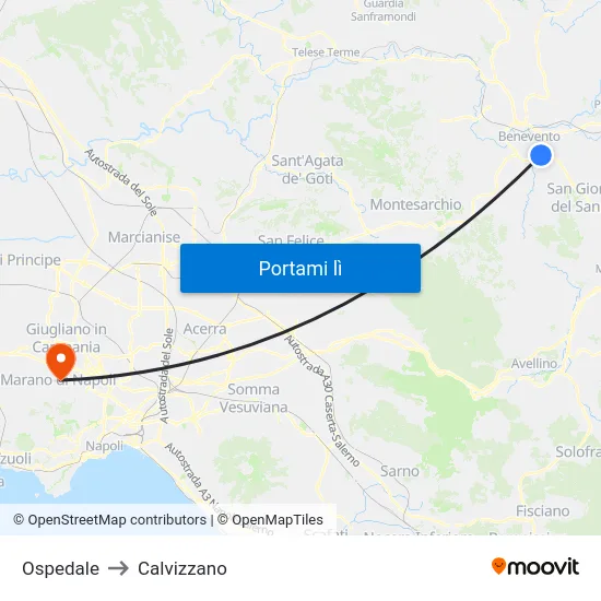 Ospedale to Calvizzano map