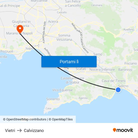 Vietri to Calvizzano map