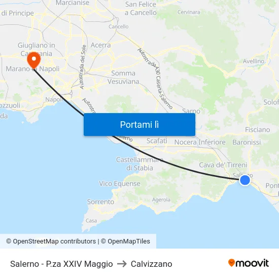 Salerno - P.za XXIV Maggio to Calvizzano map