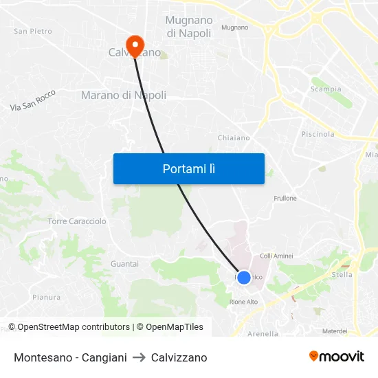 Montesano - Cangiani to Calvizzano map