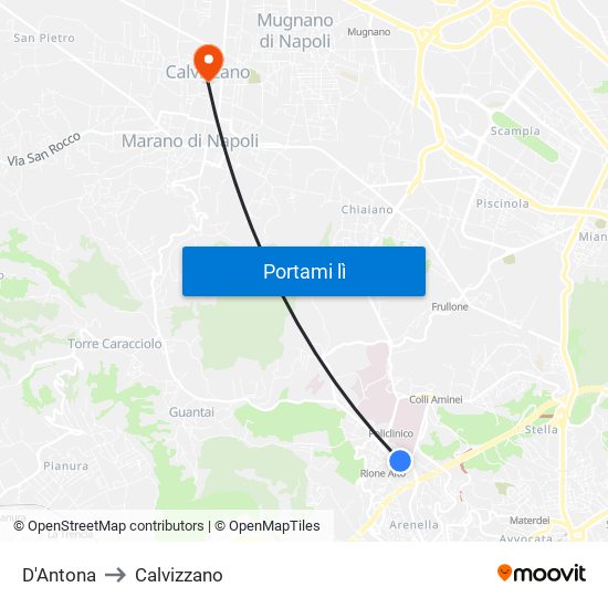 D'Antona to Calvizzano map