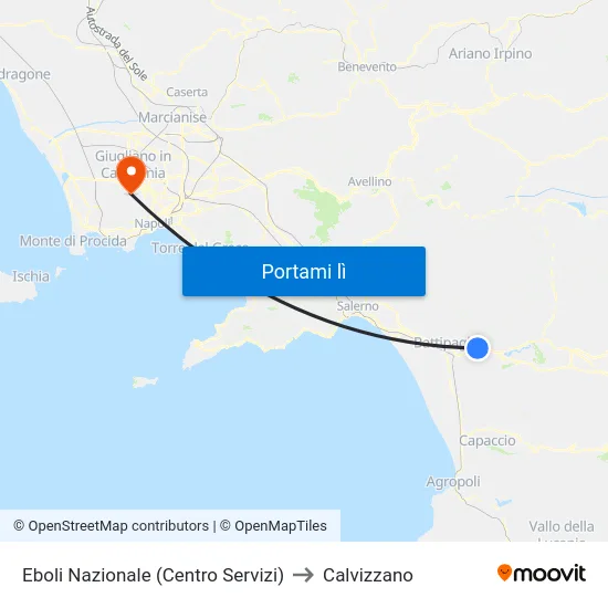 Eboli Nazionale (Centro Servizi) to Calvizzano map