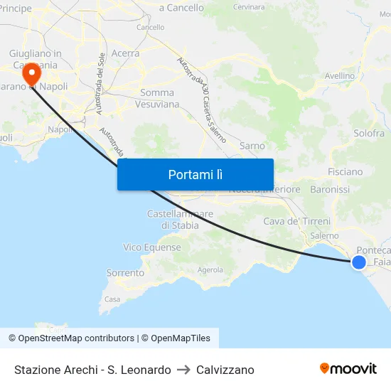 Stazione Arechi - S. Leonardo to Calvizzano map