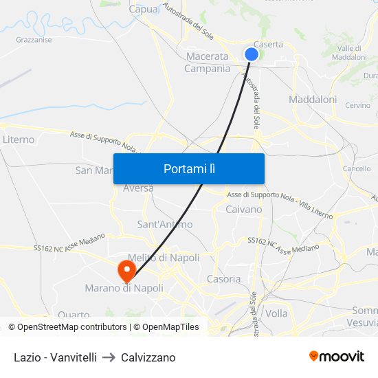 Lazio - Vanvitelli to Calvizzano map