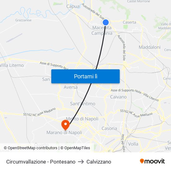 Circumvallazione - Pontesano to Calvizzano map