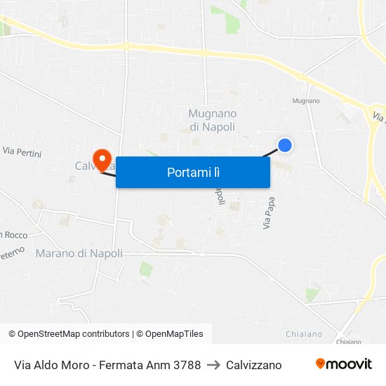 Via Aldo Moro - Fermata Anm 3788 to Calvizzano map