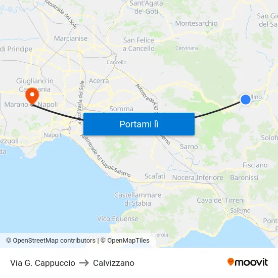 Via G. Cappuccio to Calvizzano map