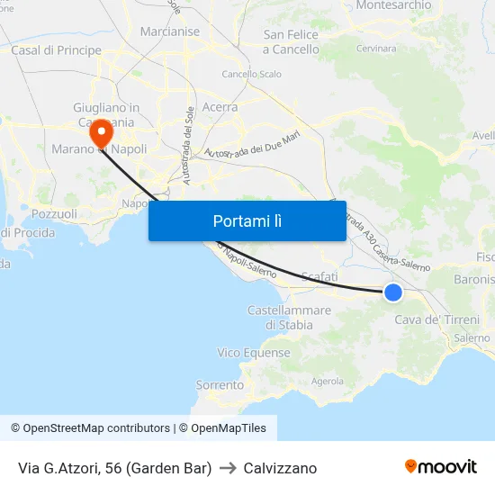 Via G.Atzori, 56 (Garden Bar) to Calvizzano map