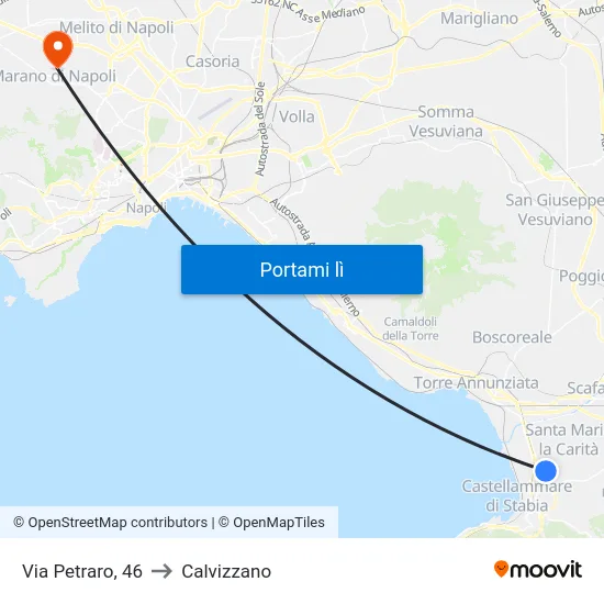 Via Petraro, 46 to Calvizzano map