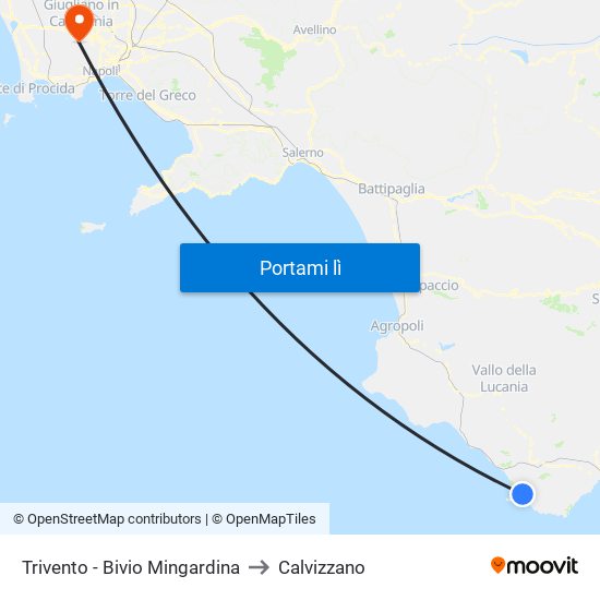 Trivento - Bivio Mingardina to Calvizzano map