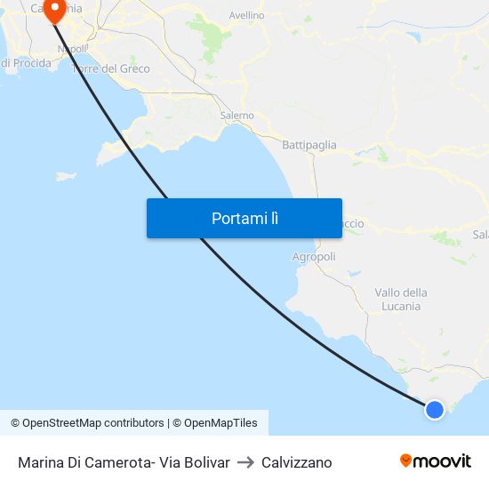 Marina Di Camerota- Via Bolivar to Calvizzano map