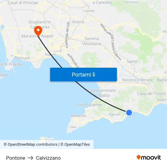 Pontone to Calvizzano map