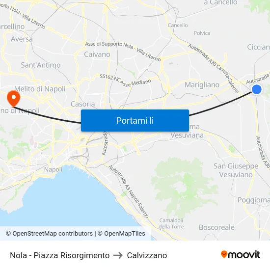 Nola - Piazza Risorgimento to Calvizzano map