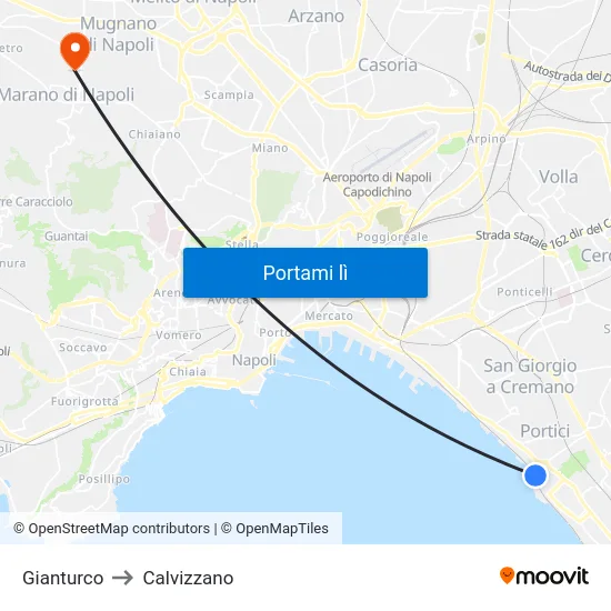 Gianturco to Calvizzano map