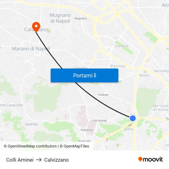 Colli Aminei to Calvizzano map