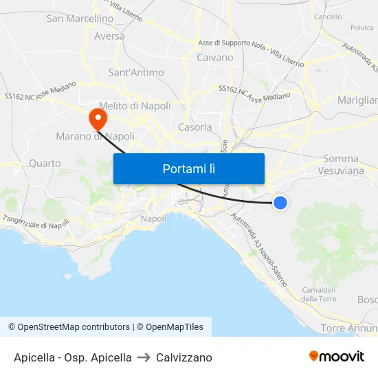 Apicella - Osp. Apicella to Calvizzano map