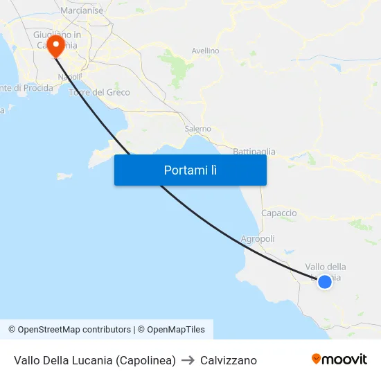 Vallo Della Lucania (Capolinea) to Calvizzano map