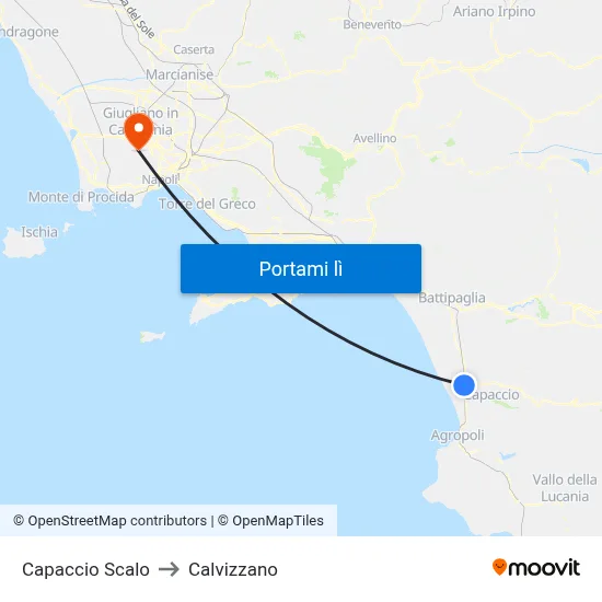 Capaccio Scalo to Calvizzano map